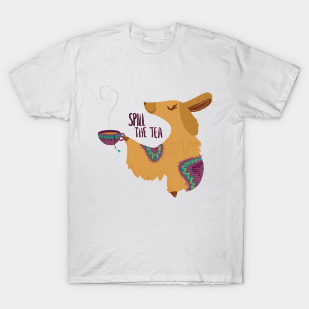 Spill The Tea Llama T-Shirt by LastByte